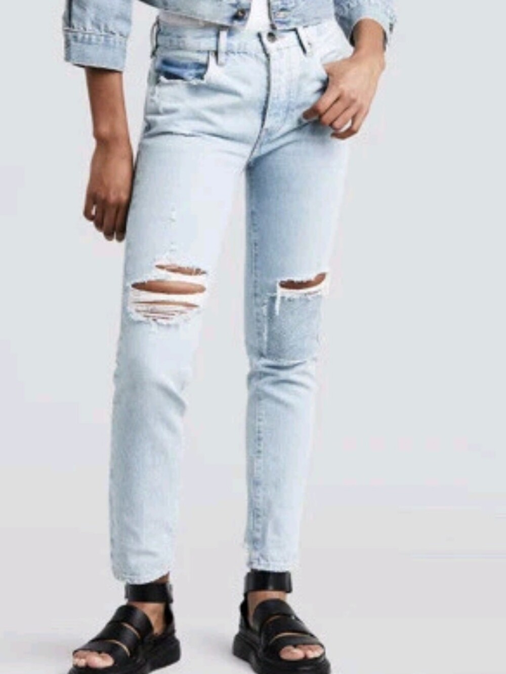 Levi's Made & Crafted Jeans Twig High Slim Light Wash Button Fly Distressed 🆕️